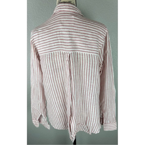 Rails Women’s Sidney Florence White And Pink Stripe Button Down Top, size Medium - Picture 4 of 9
